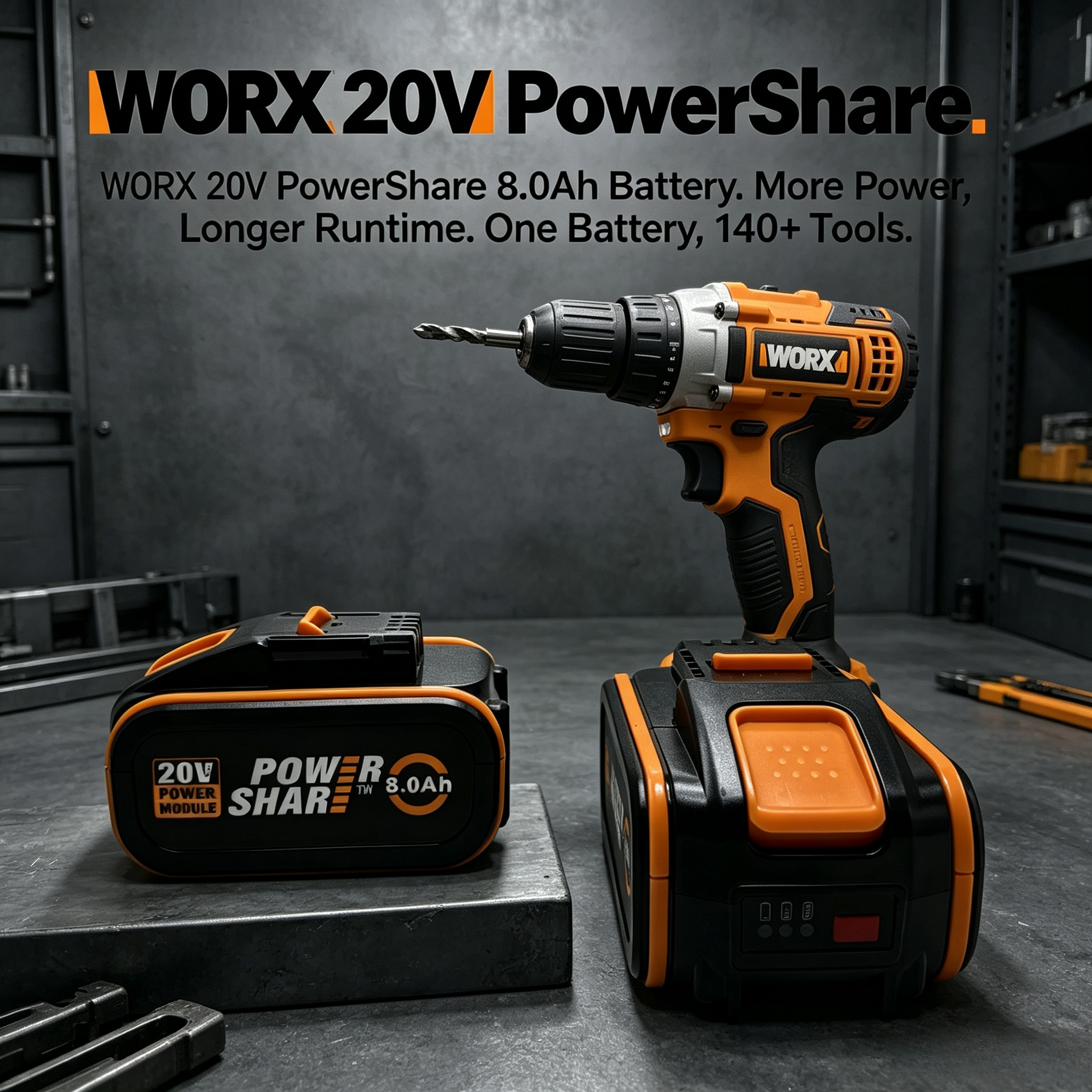 Heavy Equipment Bundle - Worx 20V Rechargeable Battery Multiple Capacity